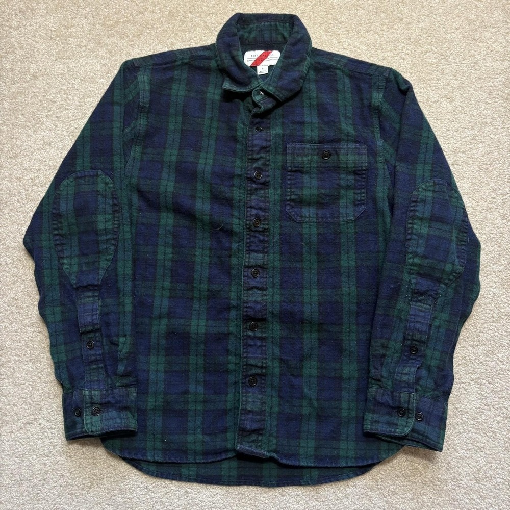Best Made Co Shirt Mens Small Blue Green Plaid Flannel Button Up Wool Blend